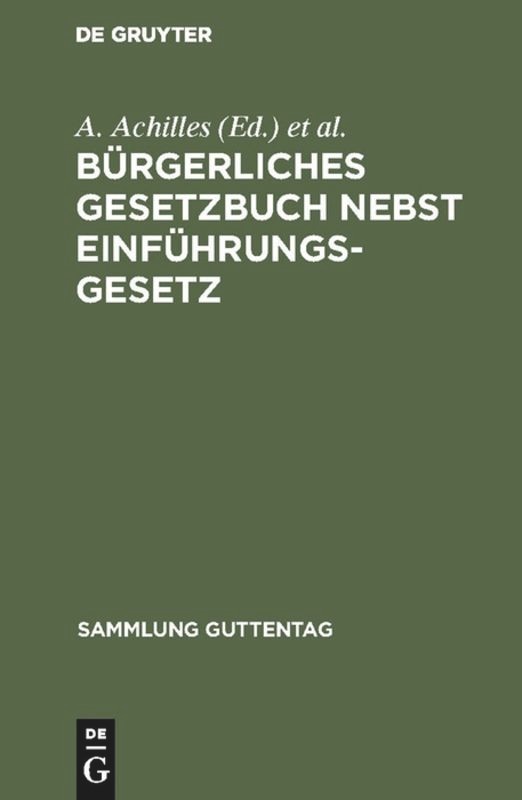 Front cover_Bürgerliches Gesetzbuch nebst Einführungsgesetz