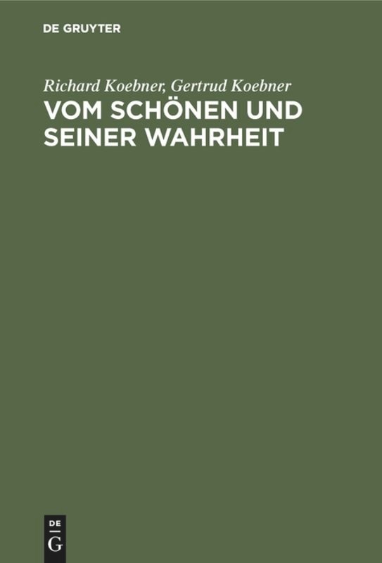 Front cover_Vom Schönen und seiner Wahrheit
