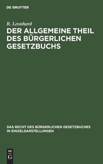 Front cover_Der allgemeine Theil des bürgerlichen Gesetzbuchs