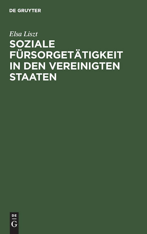 Couverture_Soziale Fürsorgetätigkeit in den Vereinigten Staaten
