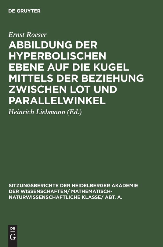 Couverture_Abbildung Der Hyperbolischen Ebene Auf Die Kugel Mittels Der Beziehung Zwischen Lot Und Parallelwinkel