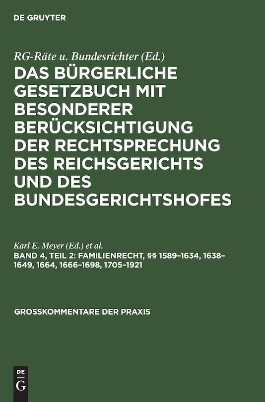 Couverture_Familienrecht, §§ 1589–1634, 1638–1649, 1664, 1666–1698, 1705–1921