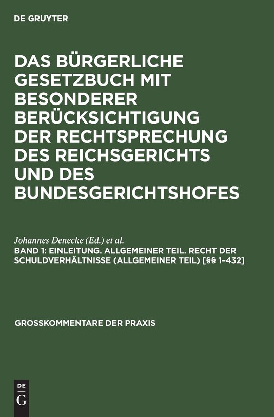 Front cover_Einleitung. Allgemeiner Teil. Recht der Schuldverhältnisse (Allgemeiner Teil) [§§ 1–432]