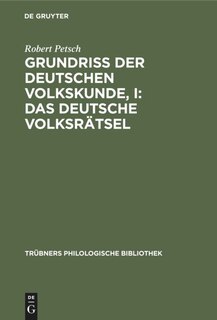 Front cover_Grundriß der deutschen Volkskunde, I: Das deutsche Volksrätsel