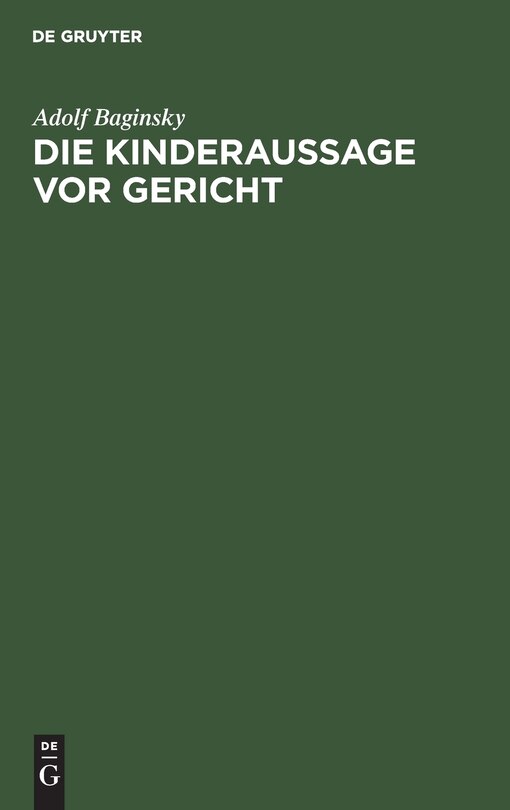 Front cover_Die Kinderaussage vor Gericht