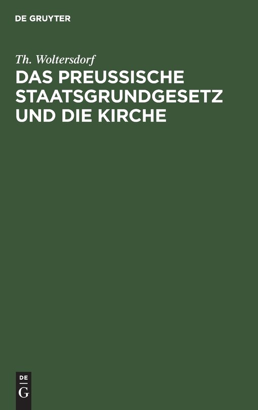 Front cover_Das Preußische Staatsgrundgesetz und die Kirche