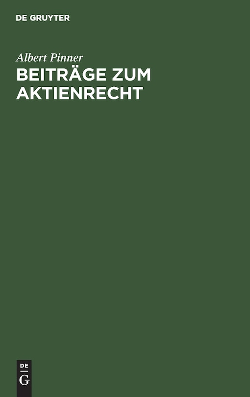 Couverture_Beitr&auml;ge zum Aktienrecht