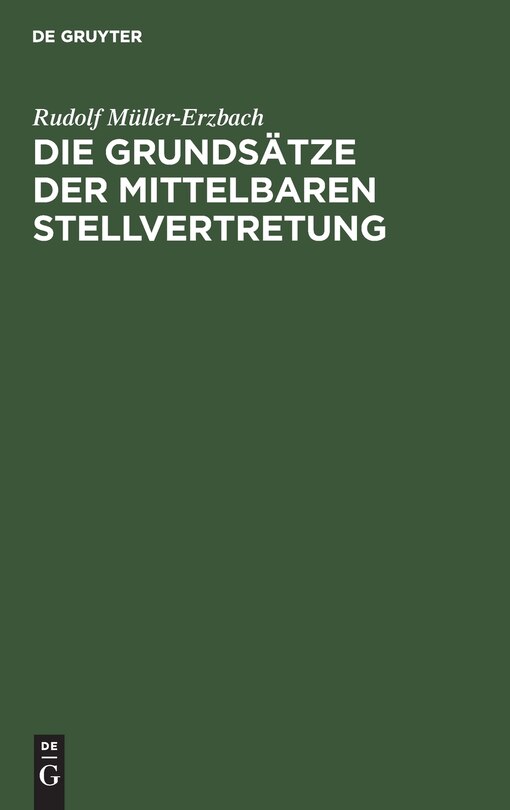 Couverture_Die Grundsätze der mittelbaren Stellvertretung