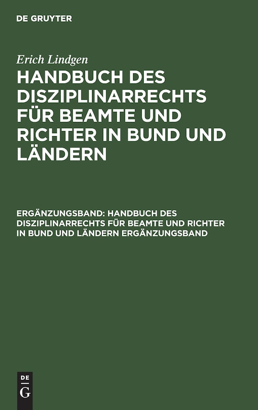 Couverture_Erich Lindgen: Handbuch des Disziplinarrechts für Beamte und Richter in Bund und Ländern. Ergänzungsband