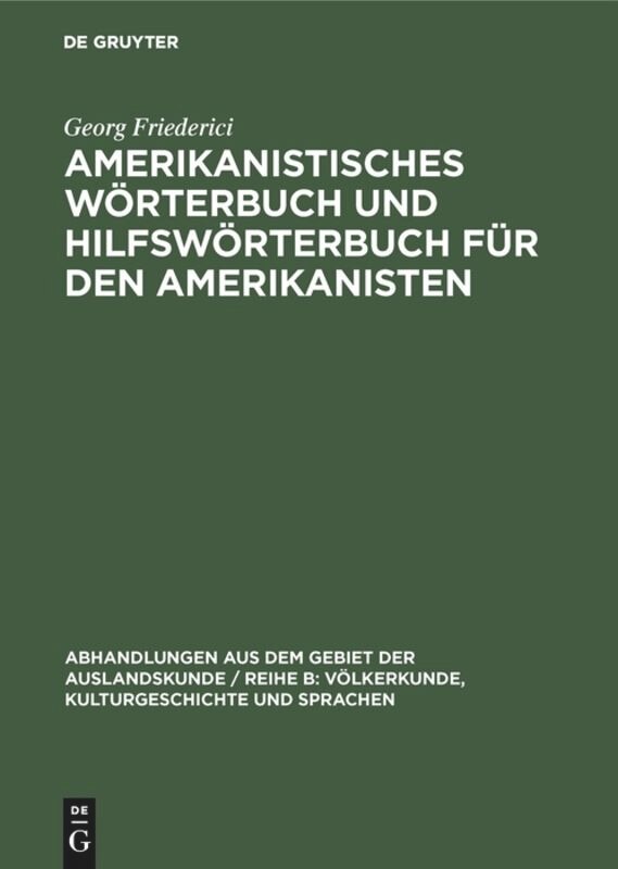 Front cover_Amerikanistisches Wörterbuch und Hilfswörterbuch für den Amerikanisten