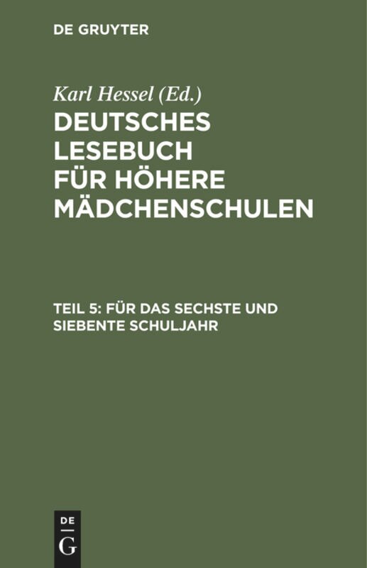 Front cover_Für das sechste und siebente Schuljahr