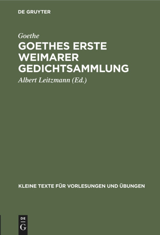 Couverture_Goethes erste Weimarer Gedichtsammlung