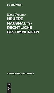 Couverture_Neuere haushaltsrechtliche Bestimmungen