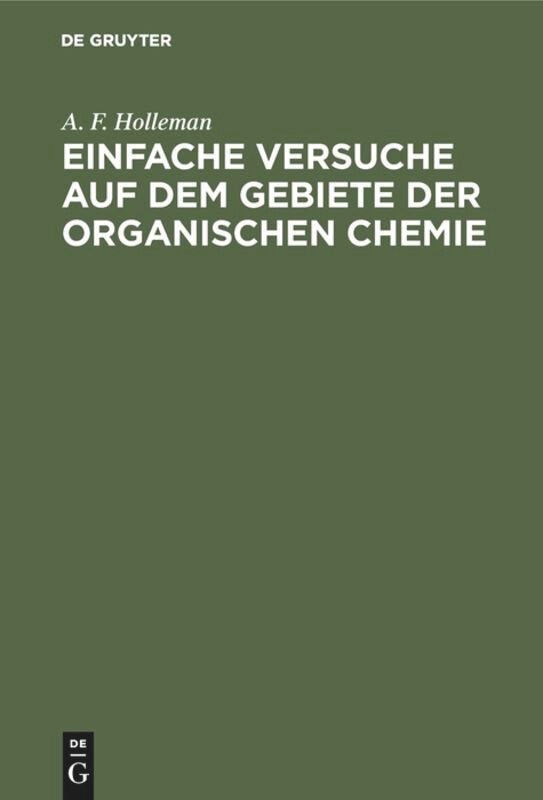 Front cover_Einfache Versuche auf dem Gebiete der organischen Chemie