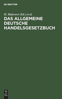 Front cover_Das allgemeine Deutsche Handelsgesetzbuch