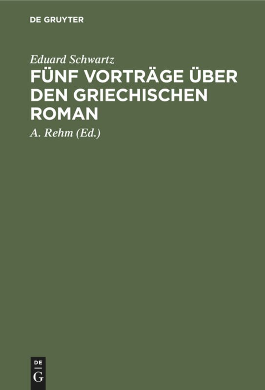 Couverture_Fünf Vorträge über den griechischen Roman