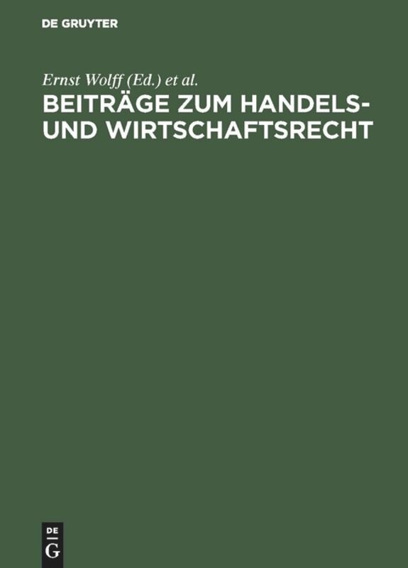 Front cover_Beiträge zum Handels- und Wirtschaftsrecht