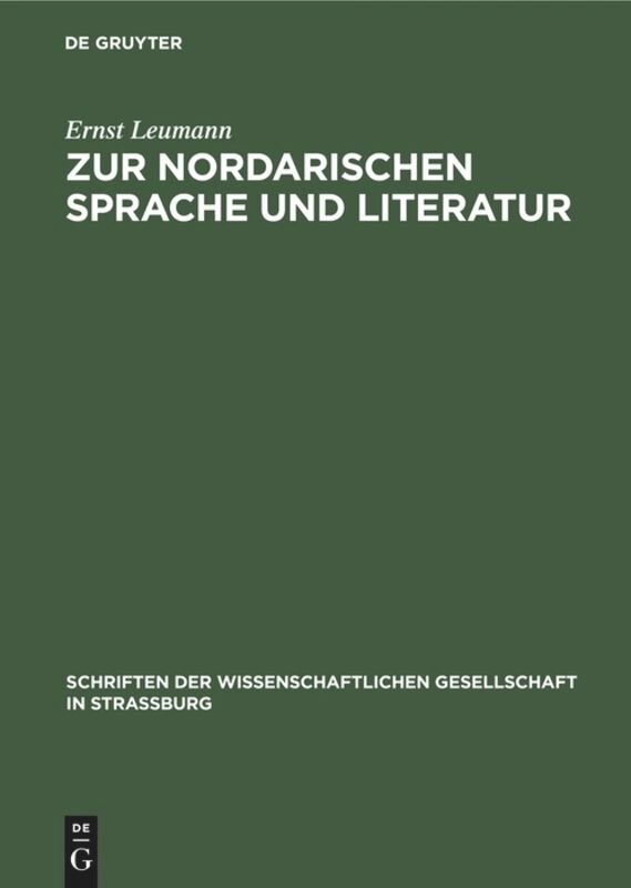 Front cover_Zur nordarischen Sprache und Literatur