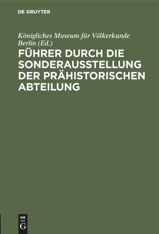 Front cover_Führer durch die Sonderausstellung der prähistorischen Abteilung