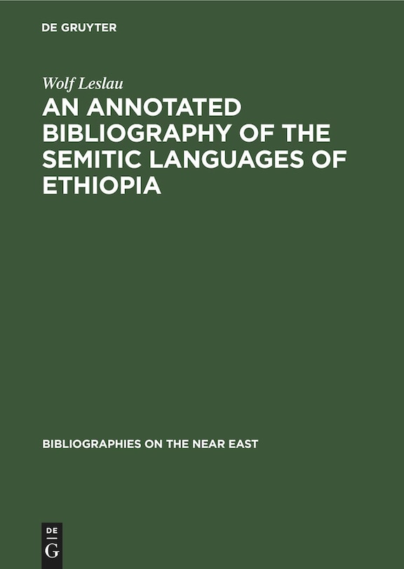 Front cover_An annotated Bibliography of the Semitic languages of Ethiopia