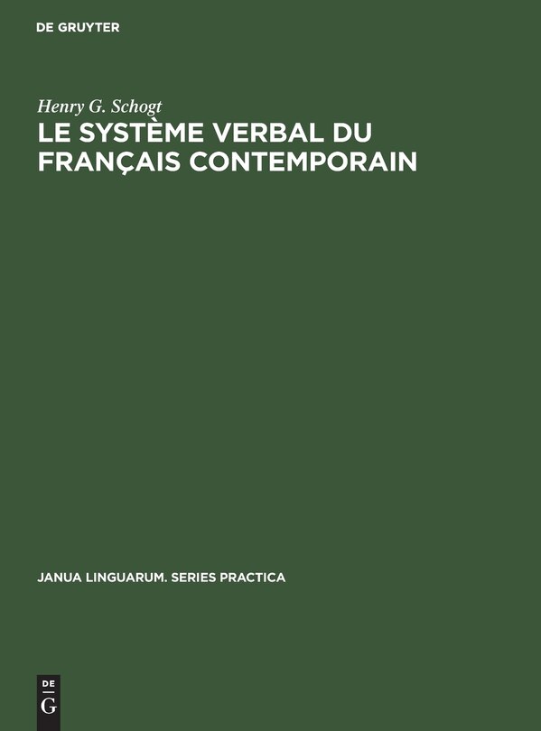 Front cover_Le système verbal du français contemporain