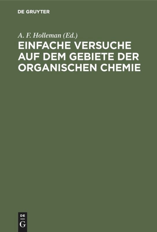 Front cover_Einfache Versuche auf dem Gebiete der organischen Chemie