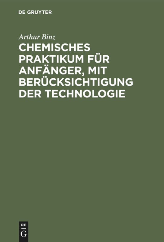 Chemisches Praktikum Für Anfänger, Mit Berücksichtigung Der Technologie