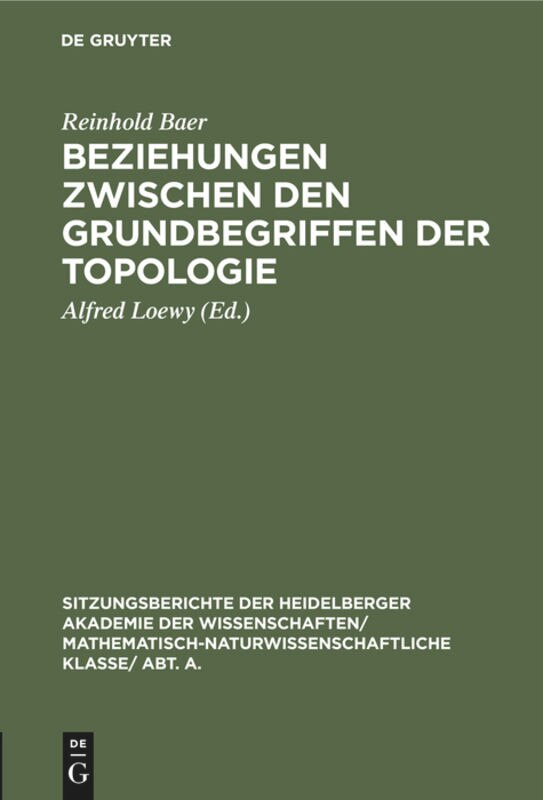 Front cover_Beziehungen Zwischen Den Grundbegriffen Der Topologie