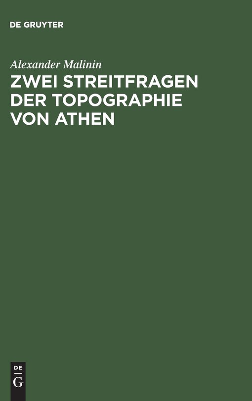 Front cover_Zwei Streitfragen der Topographie von Athen