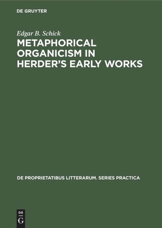 Front cover_Metaphorical organicism in Herder’s early works