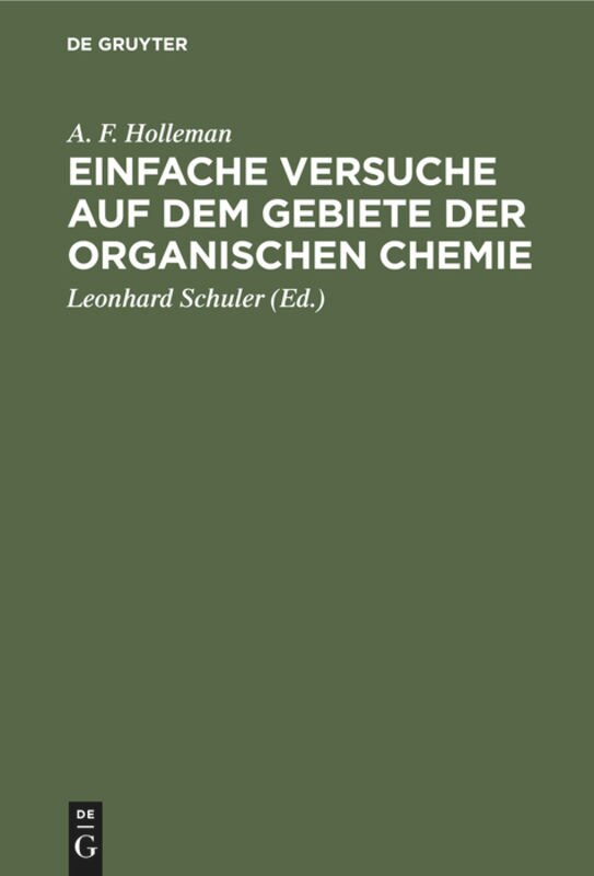 Couverture_Einfache Versuche auf dem Gebiete der organischen Chemie