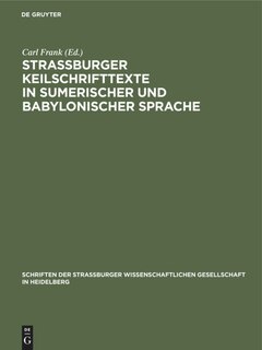 Couverture_Straßburger Keilschrifttexte in sumerischer und babylonischer Sprache