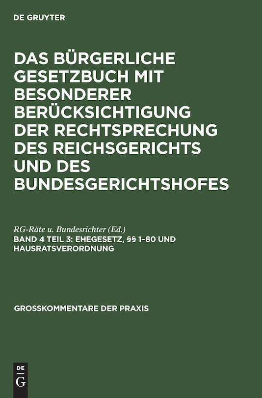 Couverture_Ehegesetz, §§ 1–80 und Hausratsverordnung