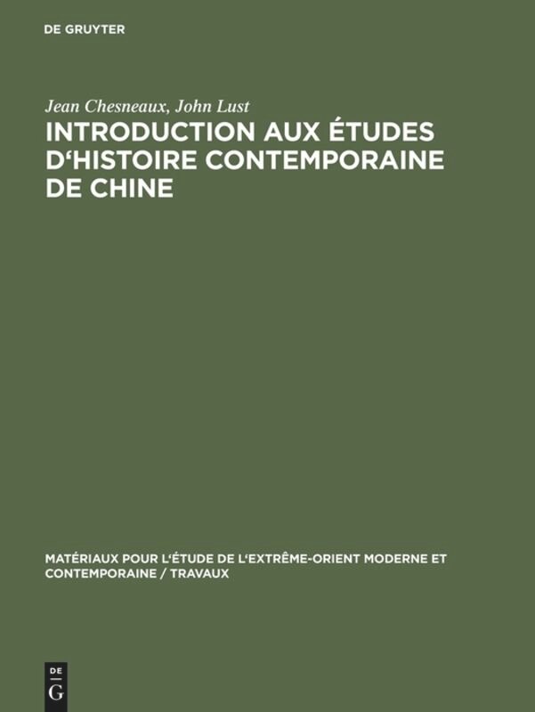 Front cover_Introduction aux études d'histoire contemporaine de Chine