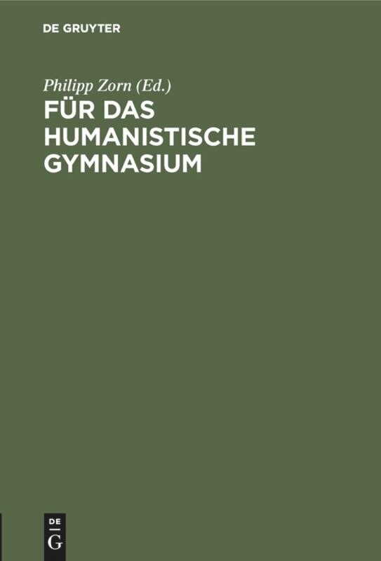 Couverture_Für das humanistische Gymnasium