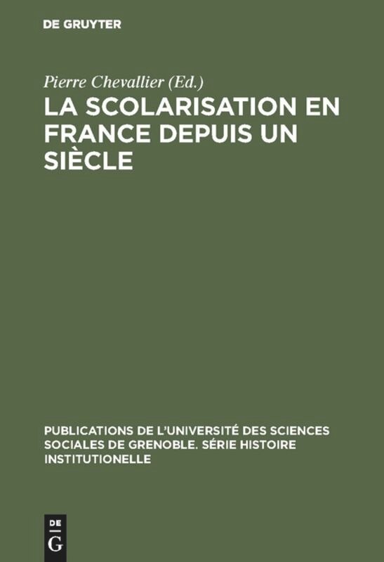 Front cover_La Scolarisation en France depuis un siècle