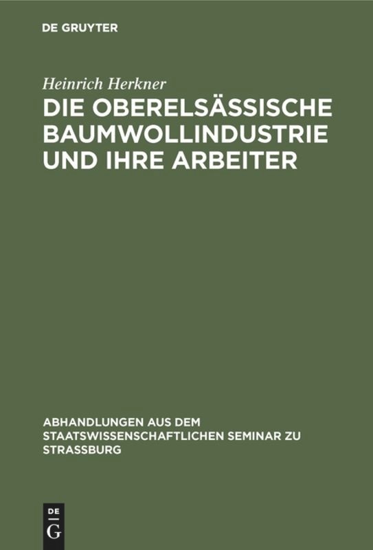 Front cover_Die oberelsässische Baumwollindustrie und ihre Arbeiter