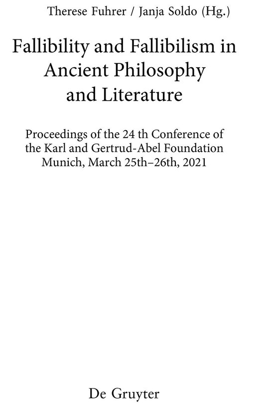 Couverture_Fallibility and Fallibilism in Ancient Philosophy and Literature