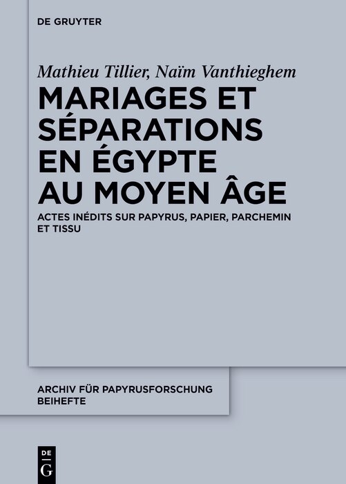 Couverture_Mariages et séparations en Égypte au Moyen Âge