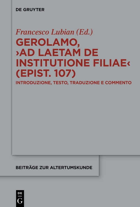Front cover_Gerolamo, ›Ad Laetam de institutione filiae (epist. 107)‹