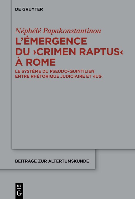 Front cover_L’émergence du ›crimen raptus‹ à Rome
