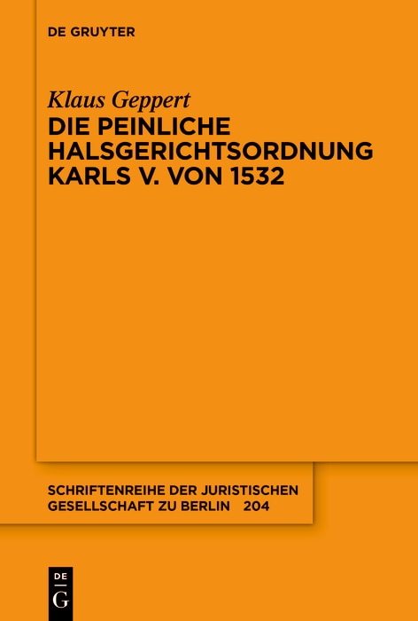 Front cover_Die Peinliche Halsgerichtsordnung Karls V. von 1532