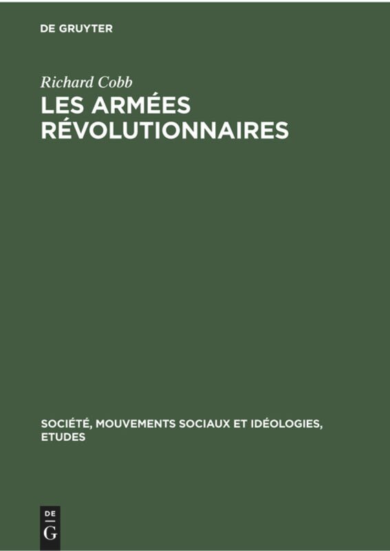 Front cover_Richard Cobb: Les Armées Révolutionnaires. Volume 1