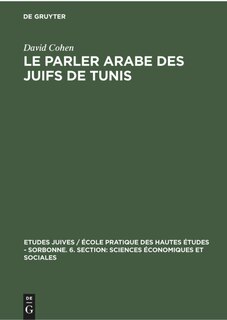 Front cover_Le parler arabe des Juifs de Tunis