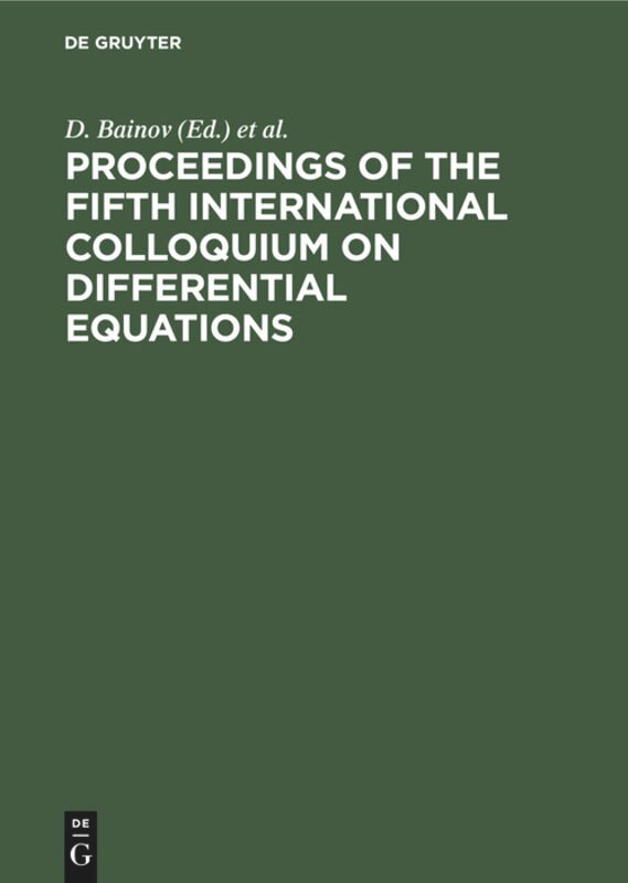 Couverture_Proceedings of the Fifth International Colloquium on Differential Equations