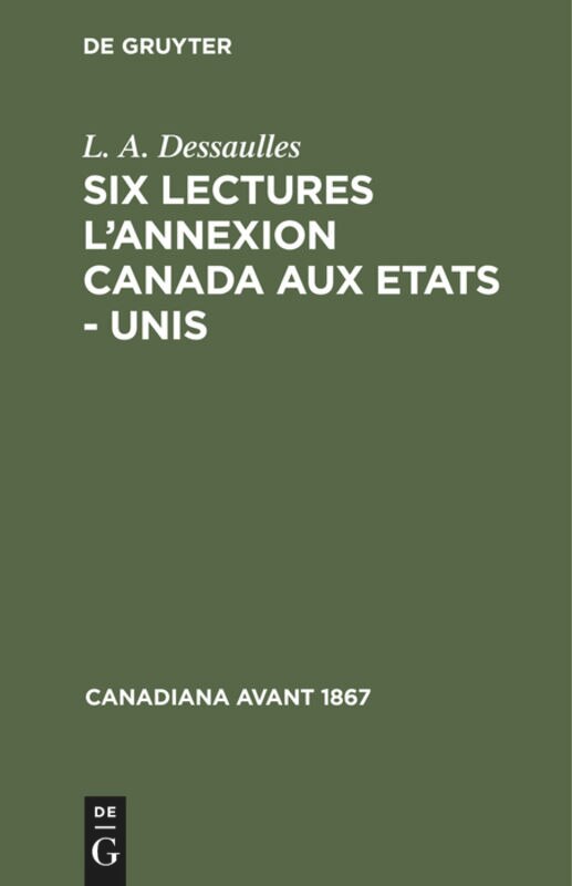 Front cover_Six lectures l'annexion Canada aux Etats - Unis