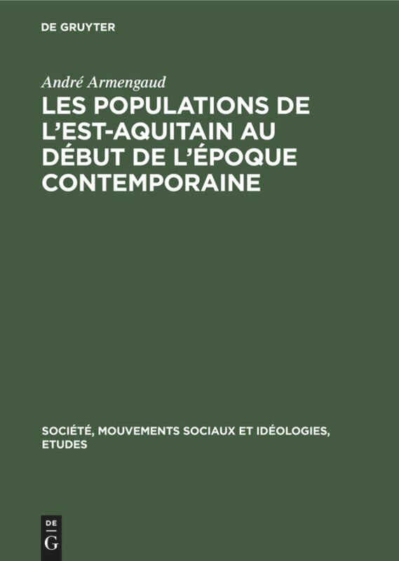 Front cover_Les populations de l'est-aquitain au début de l'époque contemporaine