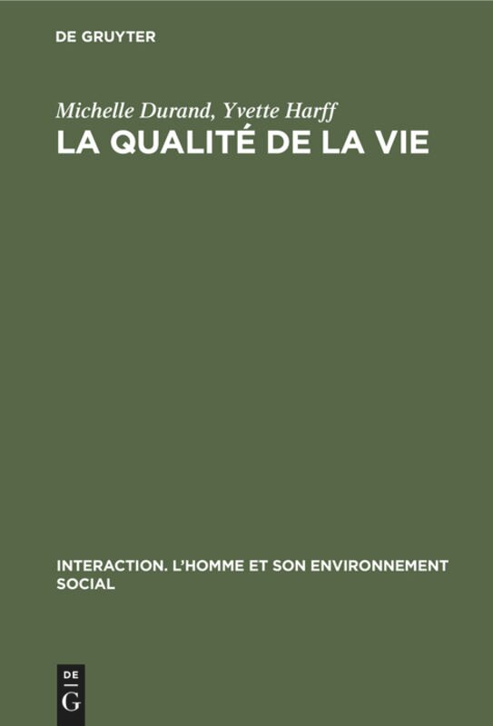 Front cover_La qualité de la vie