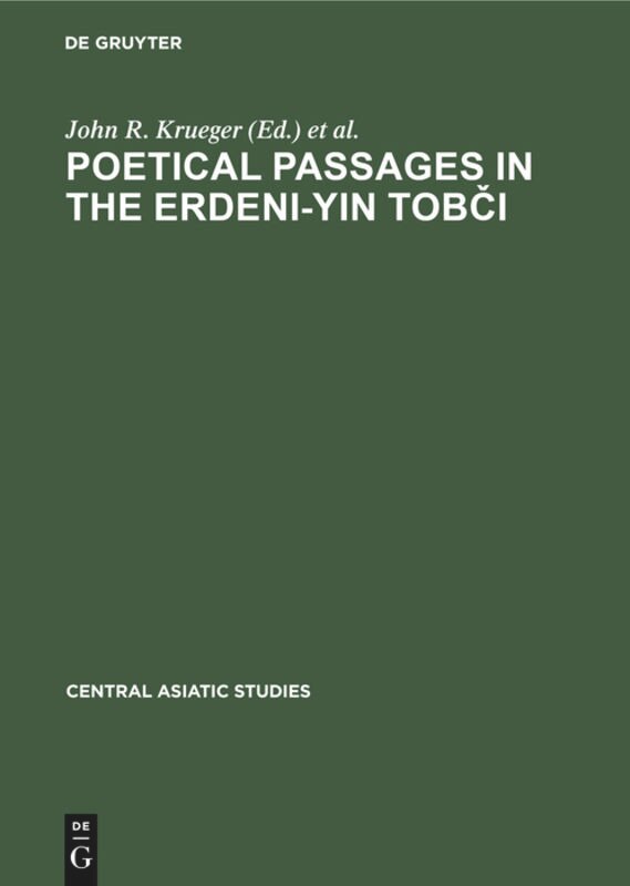 Front cover_Poetical Passages in the Erdeni-Yin Tobči