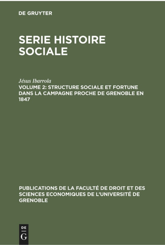 Front cover_Structure sociale et fortune dans la campagne proche de Grenoble en 1847